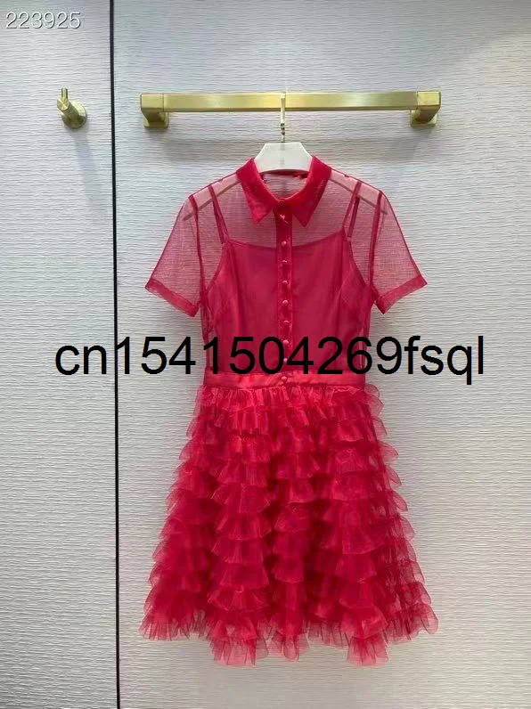 

Женское винтажное Сетчатое мини-платье, элегантное однотонное бальное платье с коротким рукавом и высокой талией, ТРАПЕЦИЕВИДНОЕ ПЛАТЬЕ, н...