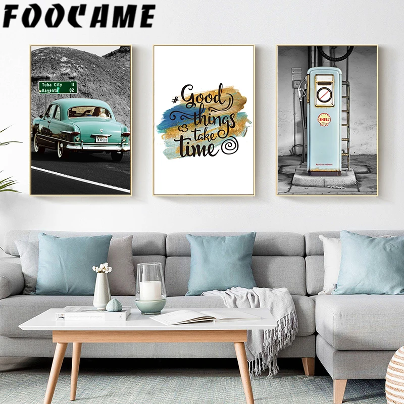 Скандинавский холст пейзаж живопись настенная винтажные плакаты и принты газ