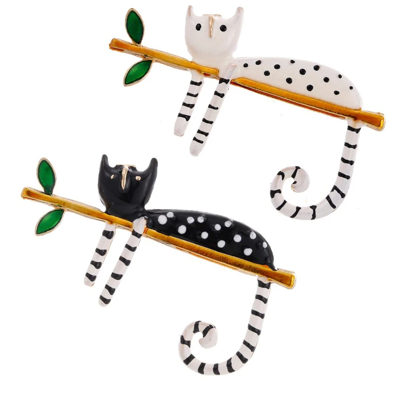 

1 шт. милый ленивый кот сидит на дереве эмалевые Броши для женщин и мужчин заколка с букетом модные ювелирные изделия
