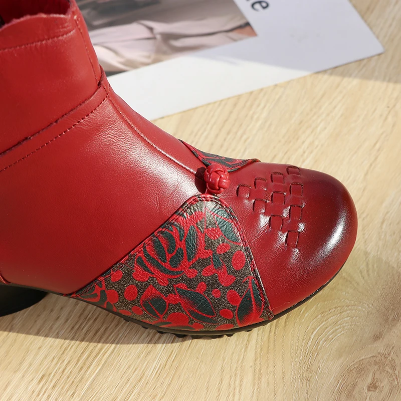 

Xiuteng Handmade Genuine Leather Women Boots Solid Zip Ankle Boots Woman Winter Women Cow Leather Shoes Casual Snow Booties