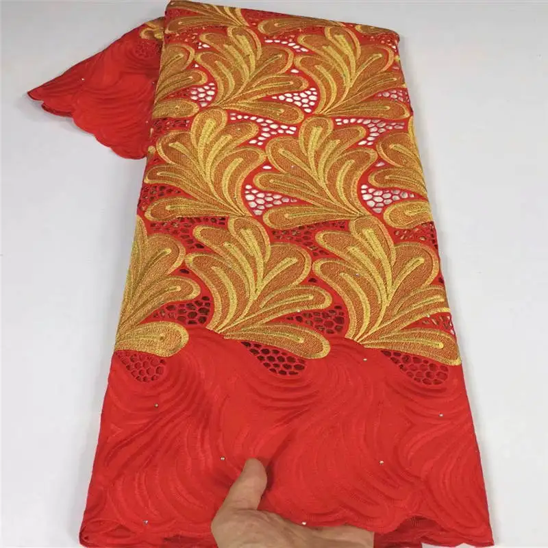 

2020 Высокое качество африканская швейцарская вуаль кружевная ткань 100% хлопок вышивка сетчатые шнурки Дырокол Ткань 5 ярдов/комплект для пла...