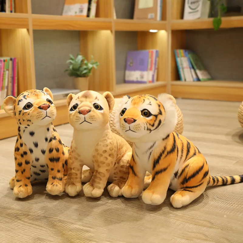 

Имитация льва тигра леопарда плюшевые игрушки мягкие милые животные куклы мягкая подушка реальной жизни детский Декор креативный подарок