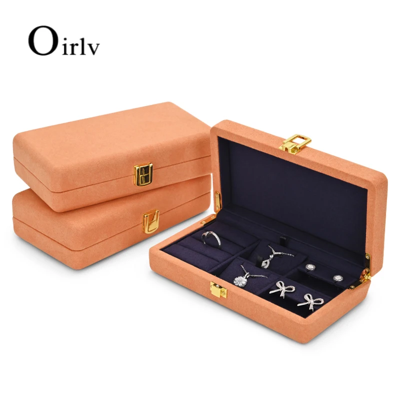 Oirlv Removable Multi-function Microfiber Jewelry Organizer Case with Metal Button 20.5*11.5*5.5cm for Earrings Necklace Ring