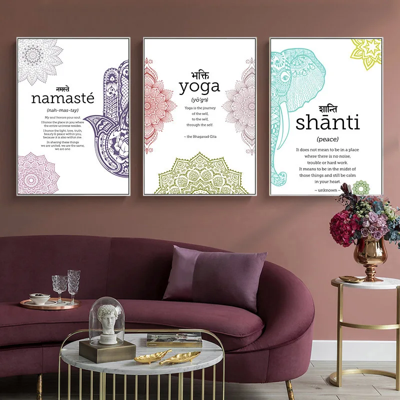 

Yoga Namaste Hamsa Art Poster and Print Text Quotes Artwork Canvas Painting Minimalism Zen Wall Picture Modern Home Decoration