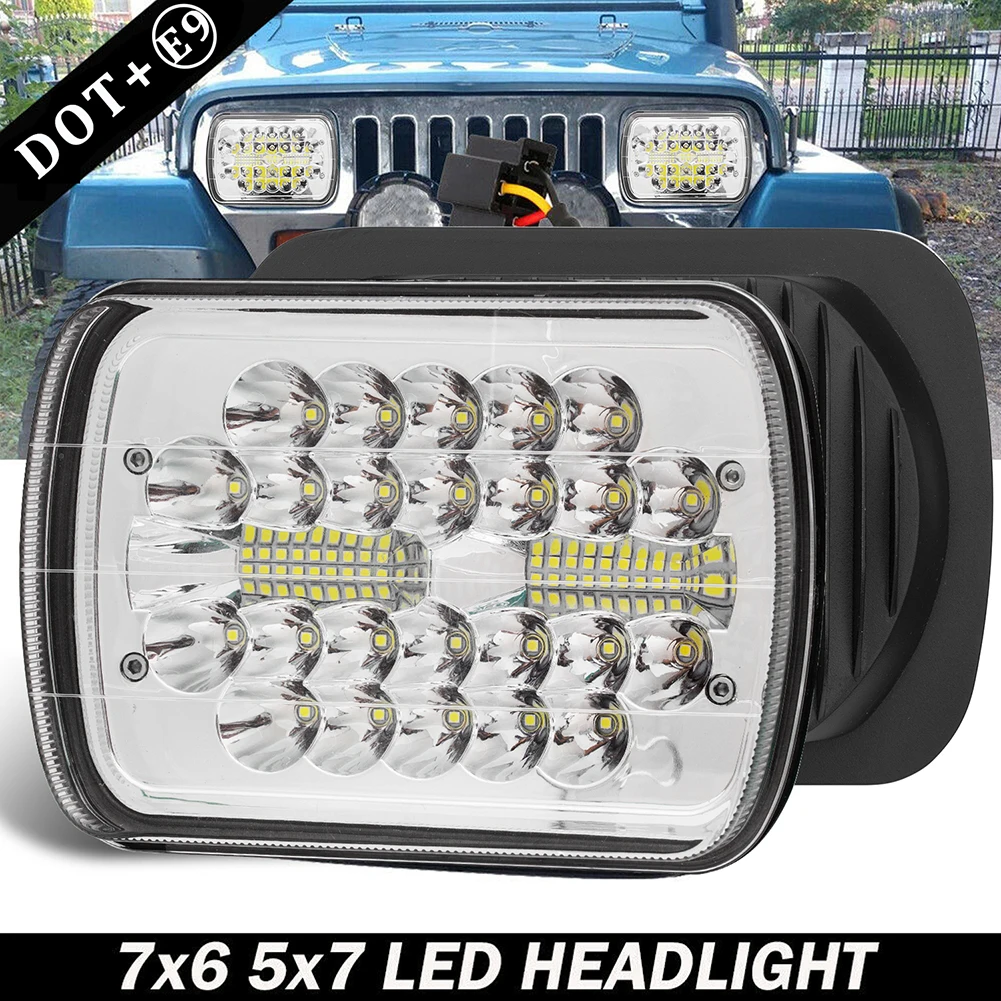 

LED Headlights 2pcs Car 7" Headlight for Ford E-100 E-150 E-250 E-350Kit High Low Beam Daytime Running Light for Jeep Wrangler