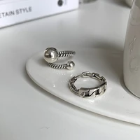 yaologe 925 sterling silver korean retro hollow woven ball chain ring female hip hop fashion simple wild jewelry wholesale