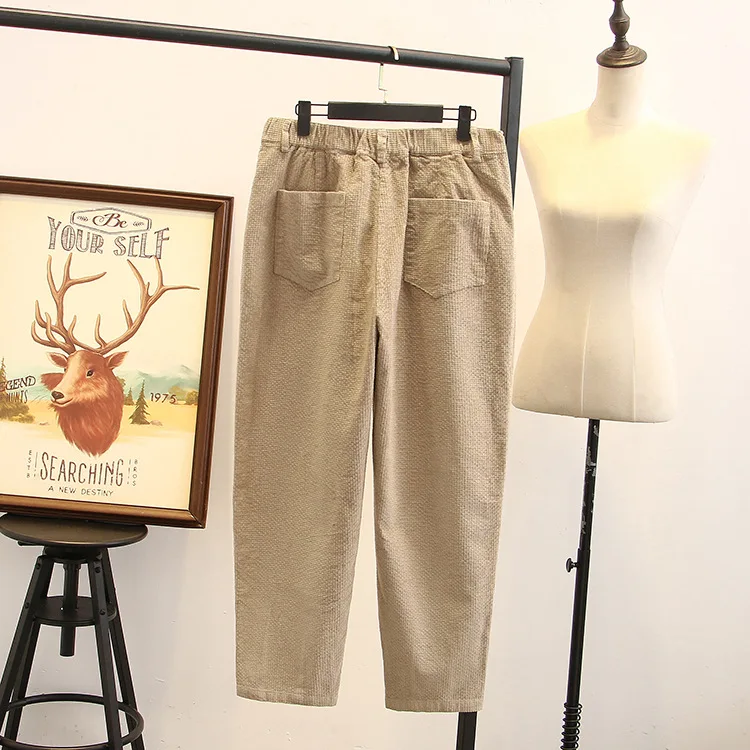 Женские вельветовые штаны шаровары Весна негабаритных низ женские свободные