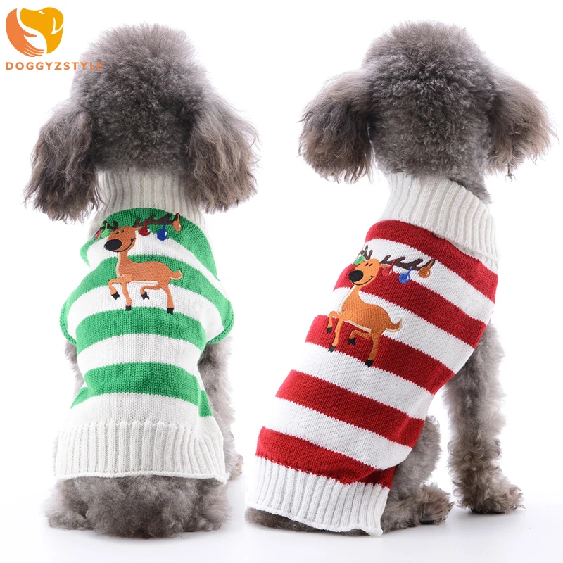 Рождественские свитера для собак зимняя трикотажная одежда домашних животных
