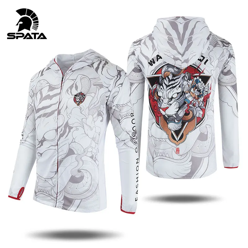 

2021 SPATA Fishin Clothing Shirts Anti-UV Sun Protection Long Sleeve Big Size Summer Breathable Moisture-wicking Fishing Clothes