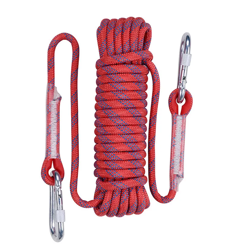 10mm x 10m 20m 30m 50m rock climbing rope outdoor camping equipment gear wall hill survival fire escape safety striped buckle free global shipping