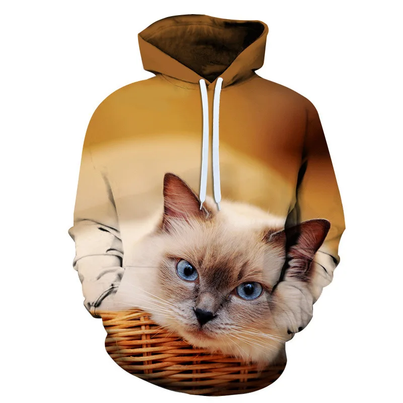 

Girls Sweatshirts 3D Printing Women Lovely Cat Animal Series pullover Animals Long Sleeve Hoodies Girls Tops Female Thin Hoodie