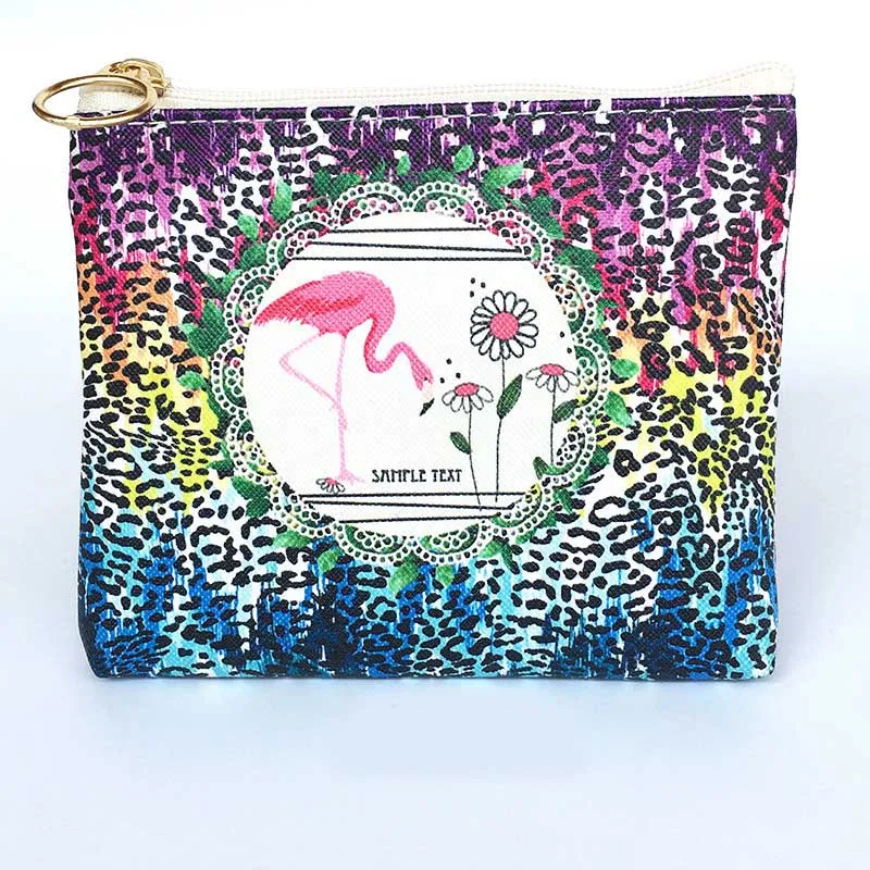 3 New Cute Flamingos Ethnic Style Grils Coin Purse Children PU Leather Zip Change Purse Women Wallet Animal Key Card Bag Kids Gift - Цвет: 3