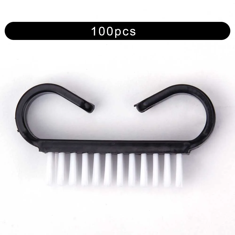 100pcs Solid Black 10/50/100 шт щеточка для чистки ногтей ручка Нейл-арт маникюра и педикюра, инструмент Пластик УФ-гель для ногтей для удаления для очистки от пыли Уход Макияж стиральная - Цвет: 100pcs Solid Black