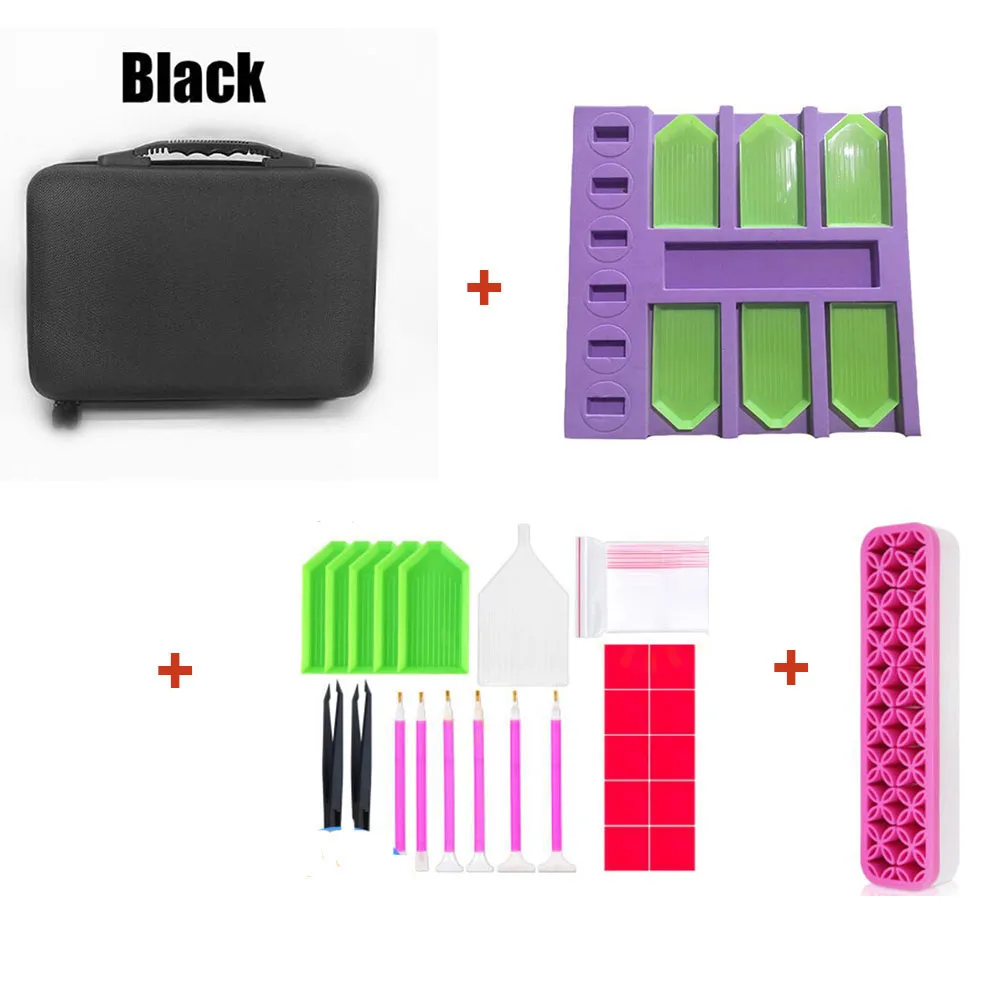 

4-Piece Set Diamond Painting Cross Stitch Accessories Tool Box Container Diamond Storage Bag Case Embroidery Mosaic