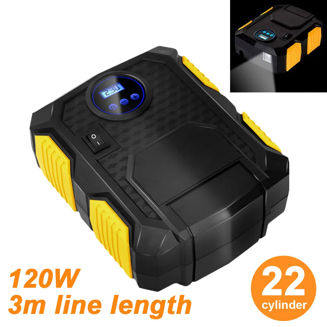 vender Compressor De Ar Inflável Do Compressor De Ar Da Bomba Do Pneu De Digitas 12v Com Diodo Emissor De Luz Inflator Portátil Do Pneu De Digitas 150 Libras Por Polegada Quadrada