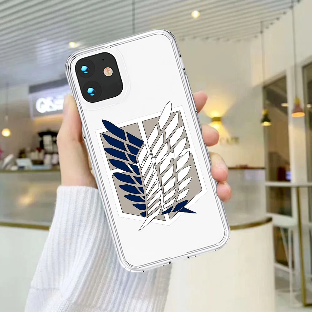 

Hot Anime Attack On Titan Soft Silicone Transparent Phone Case For iPhone 12 11 Pro Max 8 7 6 6S Plus XR X XS Max SE2020 Coque
