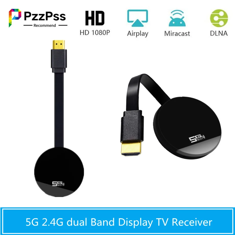 

PzzPss TV Stick 5G HD Wireless Adapter Wifi Display Dongle Mirascreen Mirror Miracast Airplay DLNA Receiver for Projector HDTV