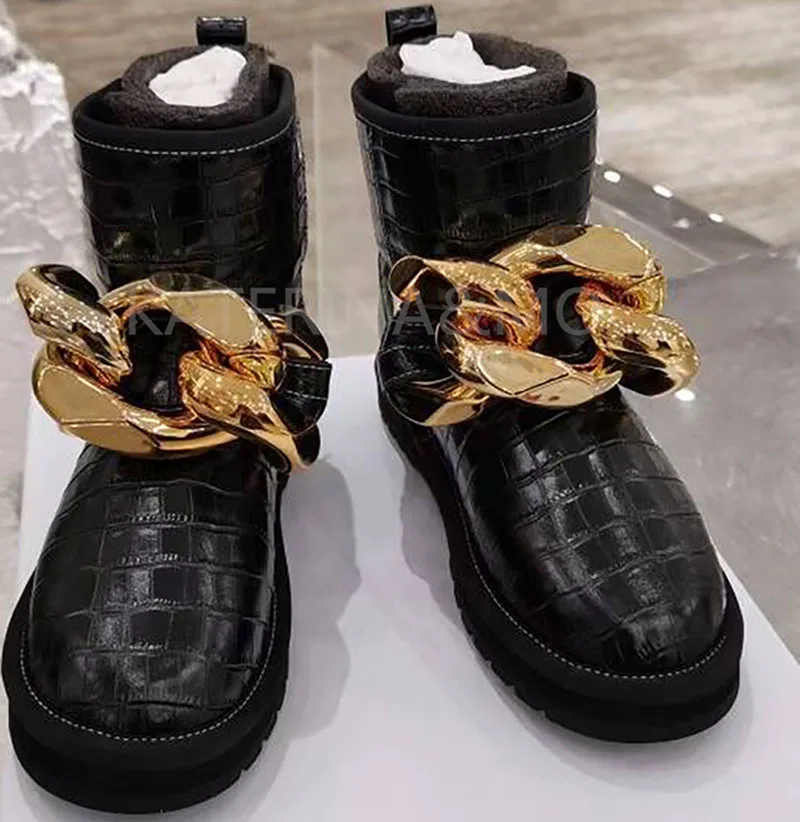 

Женские ботинки из натуральной кожи, с мехом, с круглым носком