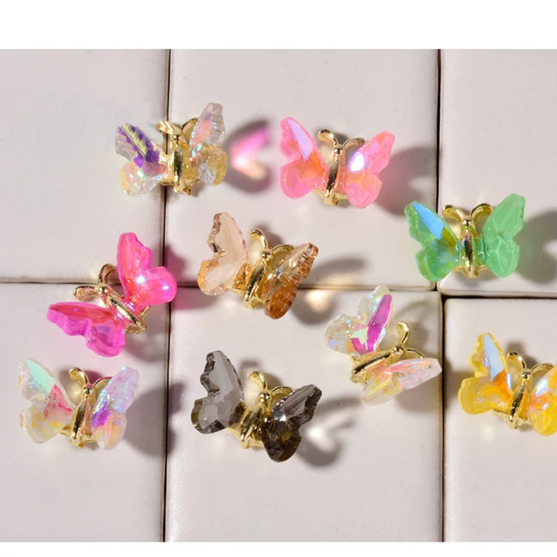 Стразы для дизайна ногтей аксессуары стеклянные хрустальные камни Бабочка 3D