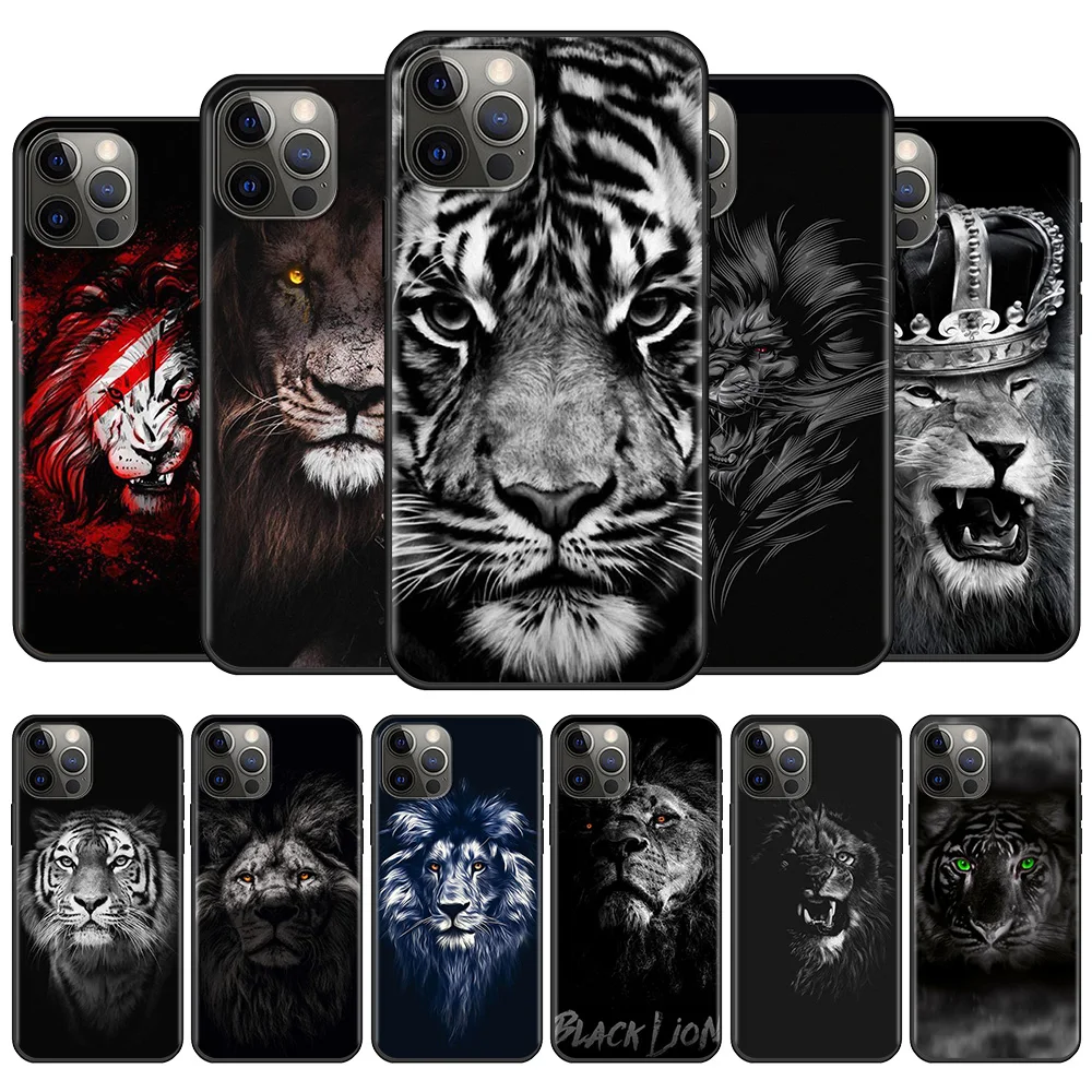 

Cover For iPhone 8 7 6 6S Plus 11 12 Pro Xr Xs Max Case Flexible Gel Phone Protector case Lion Tiger King