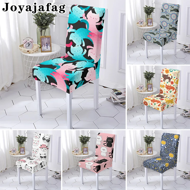 

Cartoon Cat Elastic Anti-dirty Chair Cover Stretch Seat Covers Washable Universal Size For Hotel Kitchen Dining Room Decoration
