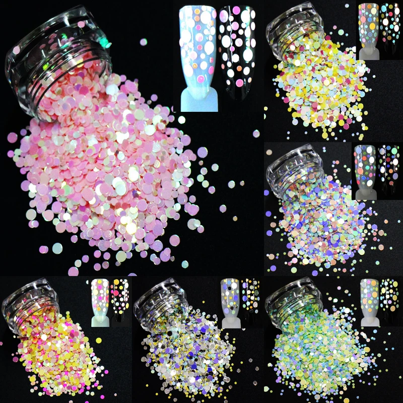 Смешанные размеры круглые формы блестки яркие цвета сияющие ломтики 3D дизайн