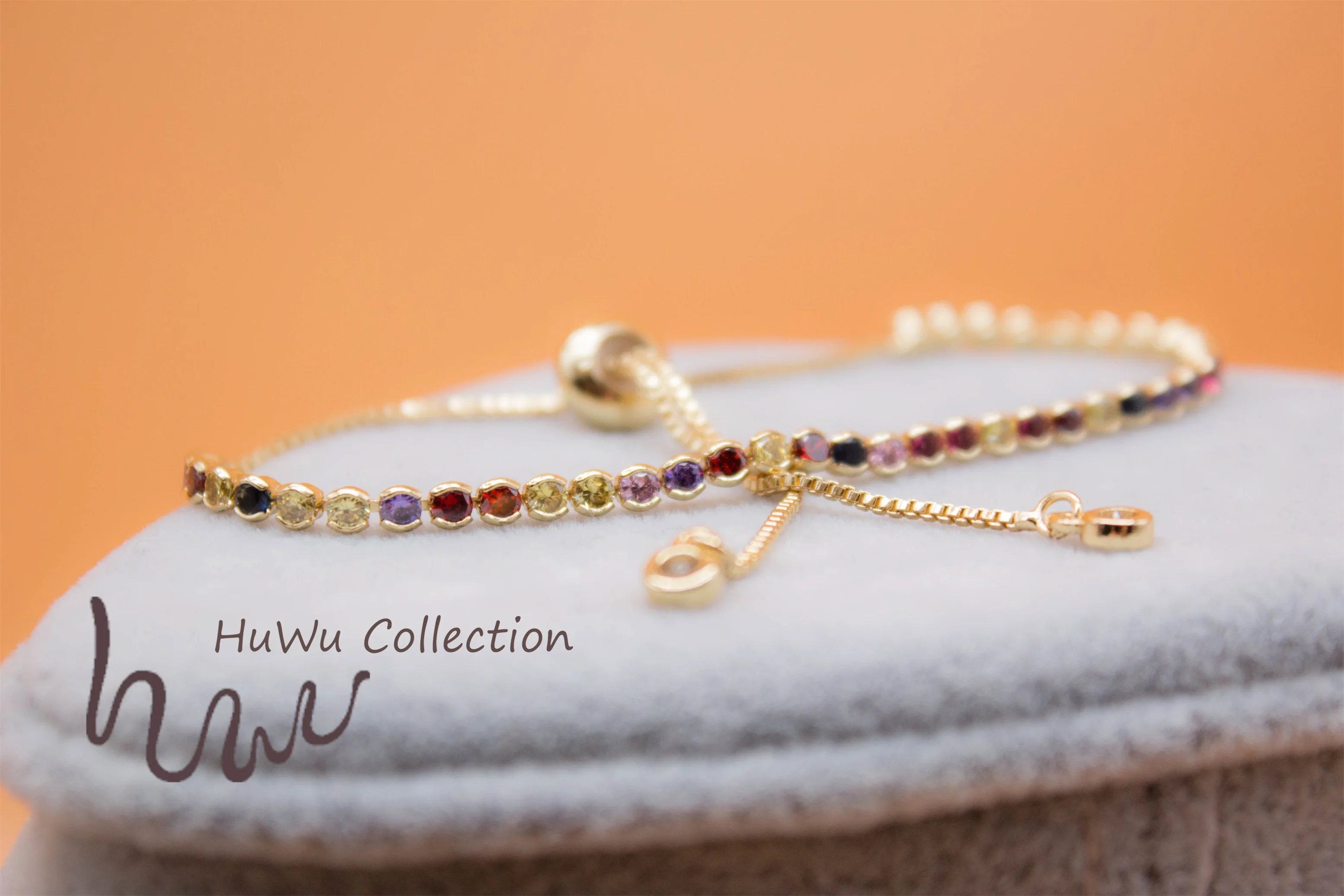 Женский красочный регулируемый браслет в Радужном стиле с цирконами медная цепь