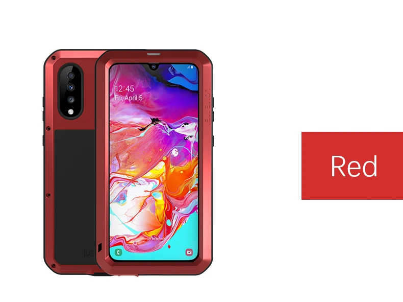 Красный Металлический Чехол Love Mei для samsung Galaxy A70, ударопрочный чехол для телефона samsung Galaxy A70 A705, Прочный чехол с защитой от падения - Цвет: Красный