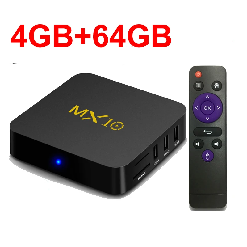 4GB 64GB Android 9,0 MX10 Smart tv BOX DDR4 4 ГБ ОЗУ 64 Гб ПЗУ четырехъядерный процессор Rockchip RK3328 4K 3D Wifi USB 3,0 IP tv Android умная приставка - Цвет: 4GB 64GB