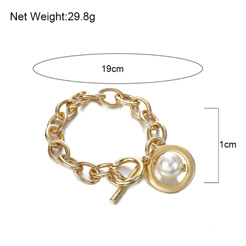 

AENSOA Vintage Imitation Pearl Pendant Bracelet Bangle Women Punk Chunky Chain Bracelets Steampunk Couple Wedding Accessories