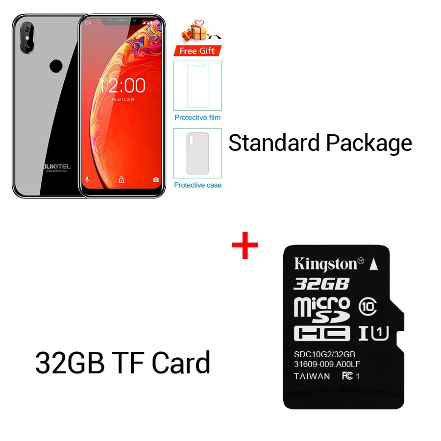 Black N 32GB Card OUKITEL C13 Pro 5G/2,4G wifi 6,1" 19:9 Android 9,0 MT6739 четырехъядерный 2 Гб 16 Гб отпечаток пальца 4G LTE смартфон для распознавания лица мобильный телефон - Цвет: Black N 32GB Card