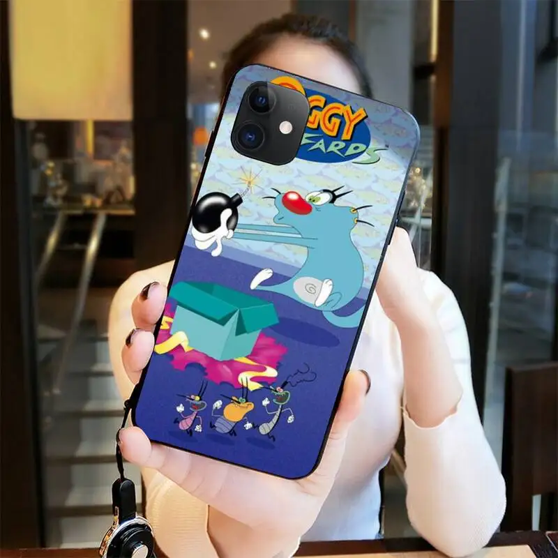 CUTEWANAN Cute cartoon OGGY Cover Black Soft Shell Phone Case for iPhone 11 pro XS MAX 8 7 6 6S Plus X 5S SE 2020 XR case | Мобильные