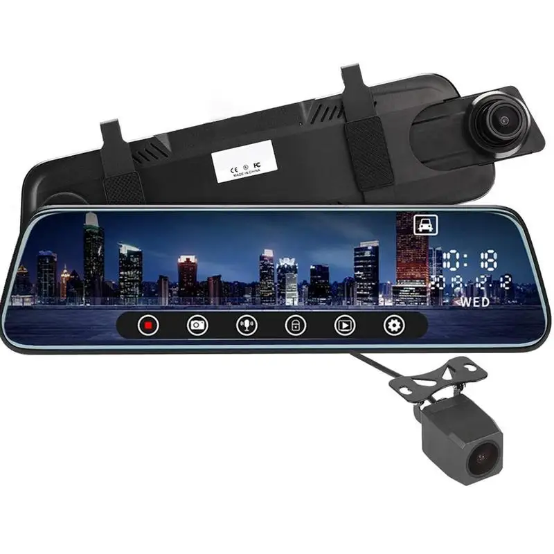 

10 Inches 1080P Car DVR Night Vision Media Dash Camera Screen Dual Lens Video Recorder Rearview Mirror Rear Cameras