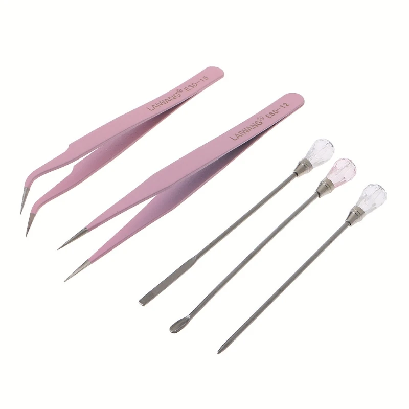 

5Pcs Silicone Resin Tools Set Mixing Stirring Sticks Bubble Removers Needle Pigment Spoon Tweezers Resin Crafts Tools