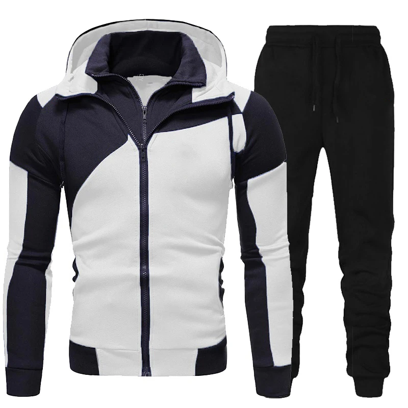 New Autumn And Winter 2 Pieces Sets Tracksuit Men Zipper Hooded Sweatshirt Pants Pullover Hoodie Casual Sports Suits