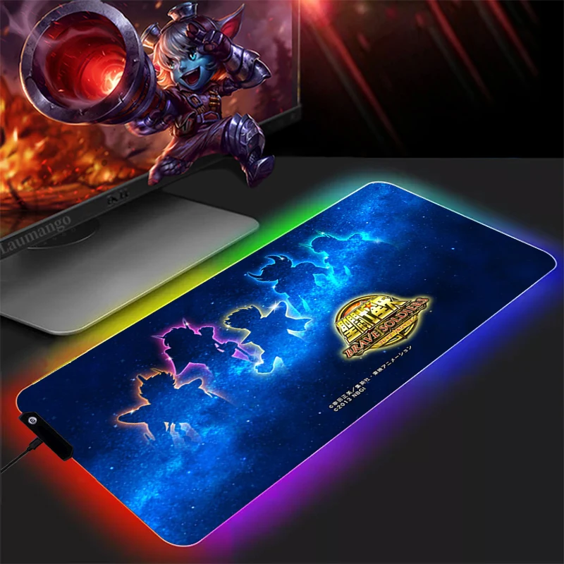 

RGB Saint Seiya Mause Pad Gamer Desk Pc Gaming Mouse Pad Anime Gamers Accessories Mausepad Rug Varmilo Mice Keyboards Computer