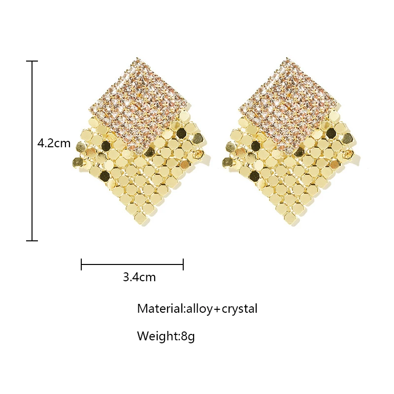 

Bacolod Gold Color Crystal Geometric Dangle Earrings for Women 2020 Fashion Office Outdoor Cute Drop Earring Essential Jewelry