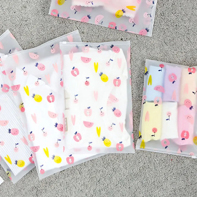

Fashion Transparent Organizer Bag Fruit Pattern Clear Ziplock Storage Bag Pouch Toiletry Bag Useful Durable Home Supplies