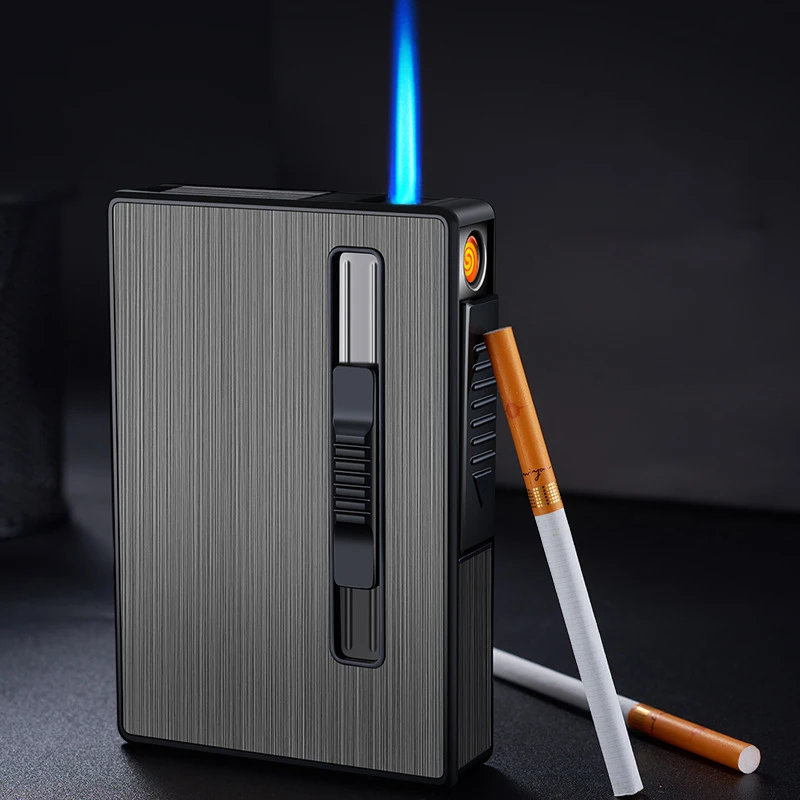 

Automatic Cigarette Box 20pcs Wee Cigarette Capacity Mount Lighter Metal Cigarette Case for Men Smoking Nice Gift Dropshipping