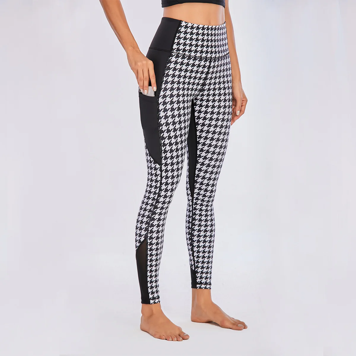 Леггинсы из лайкры с высокой талией карманами | Спорт и развлечения