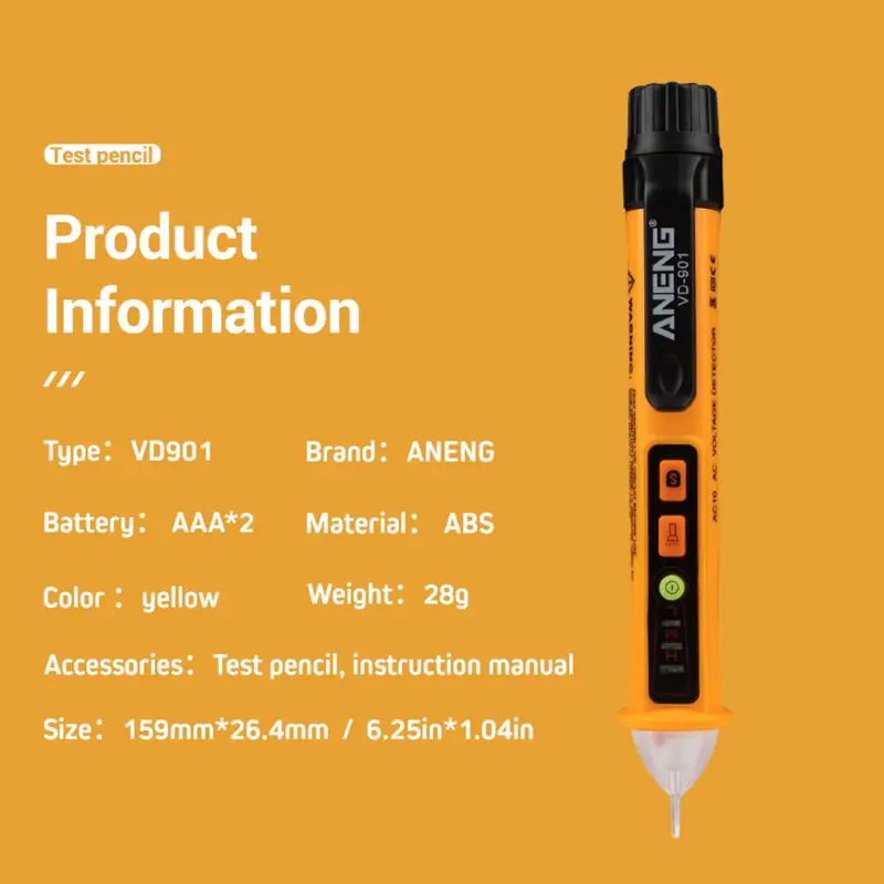 

ANENG Non-Contact Voltage Tester 12-1000V AC Voltage Detectors auto power off electrical test pencil