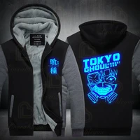 tokyo ghoul cosplay costume hoodies japan anime autumn tracksuit sweatshirt men sport noctilucous winter collar cap zipper hoody