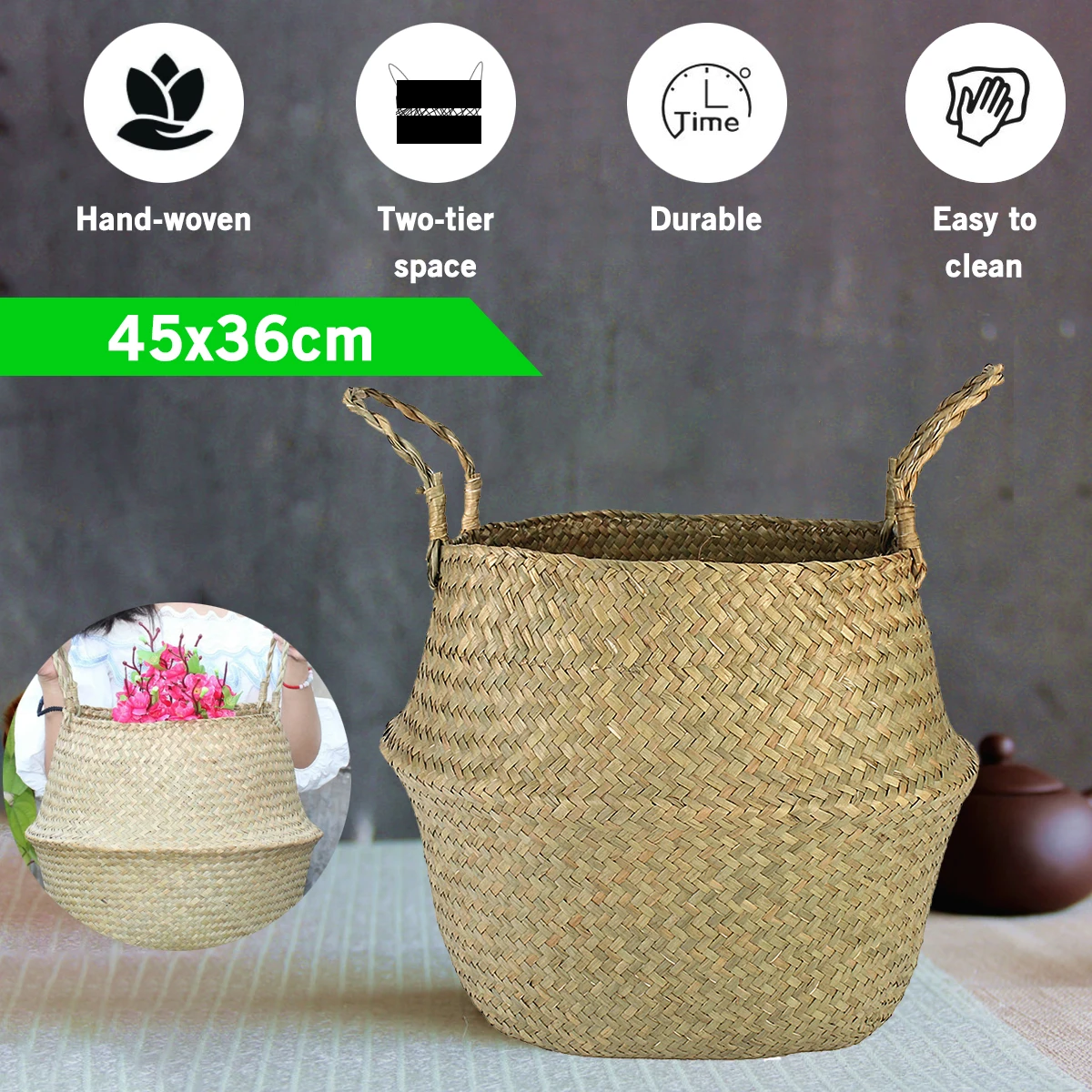 Складная плетеная подвесная корзина для белья размеры XL|Корзины хранения| |