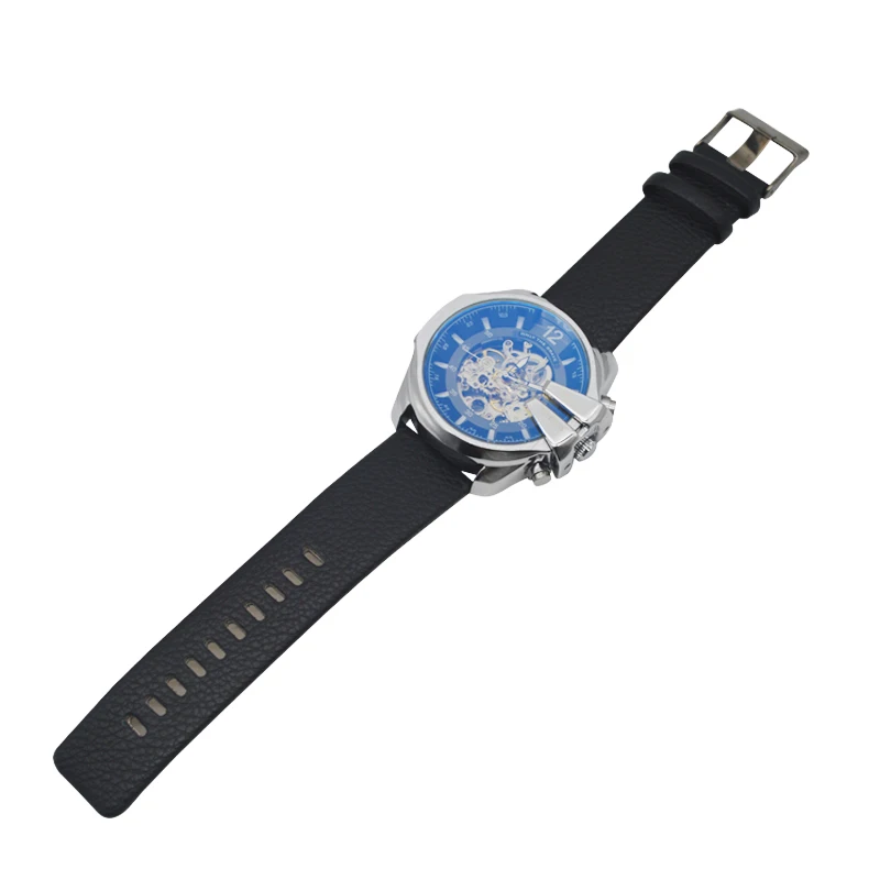 Роскошные механические часы мужские прозрачные модные наручные скелетоны