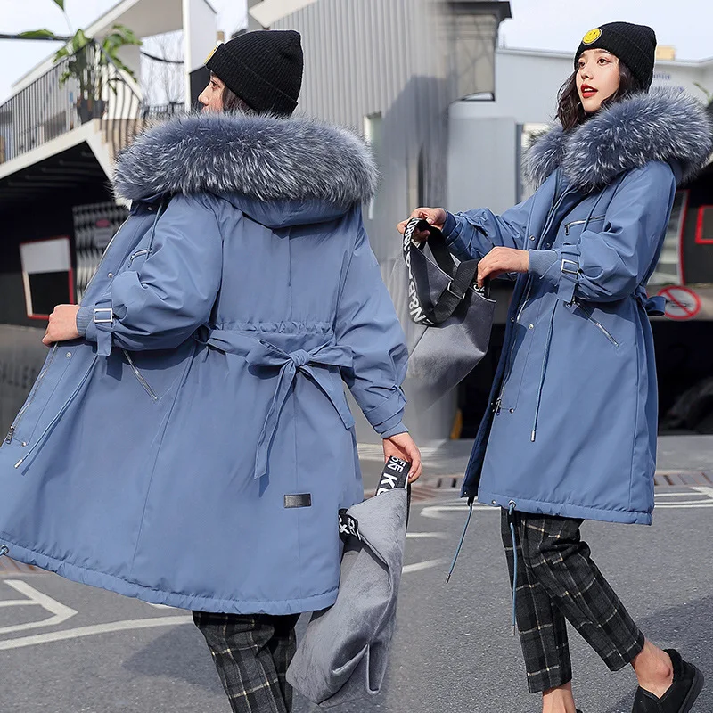 Женская Длинная зимняя куртка с меховым капюшоном меховой подкладкой|Женские