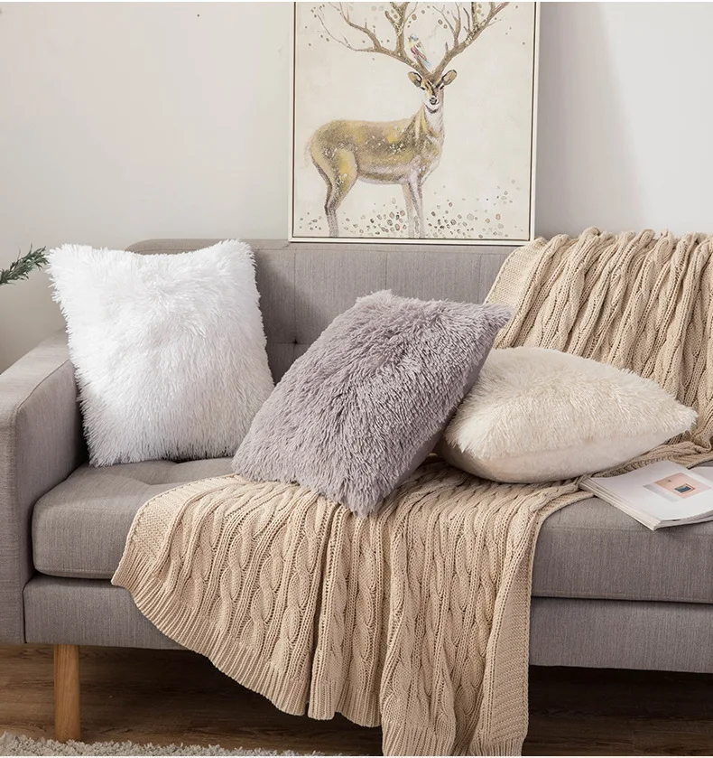 

Pure Color Soft Fur Plush Cushion Cover Shaggy Fluffy Sea Lion Velvet Throw Pillow Cases For Sofa Bed Home Decorative Pillowcase