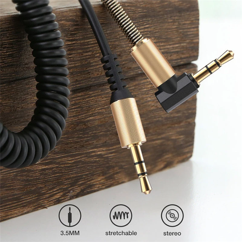 

3.5mm Audio Cable With Spring Bend Male To Male Retractable Audio Cable 1.8M aux Car Audio Cable