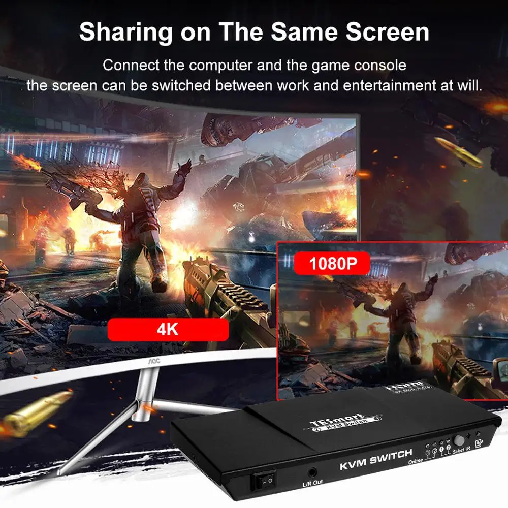 KVM переключатель HDMI 2 порта USB2.0 KVM HDMI коммутатор 4 k@ 60 Гц с 2 шт 5 футов KVM Кабели Switcher Поддержка USB 2,0 управление устройствами 2 шт