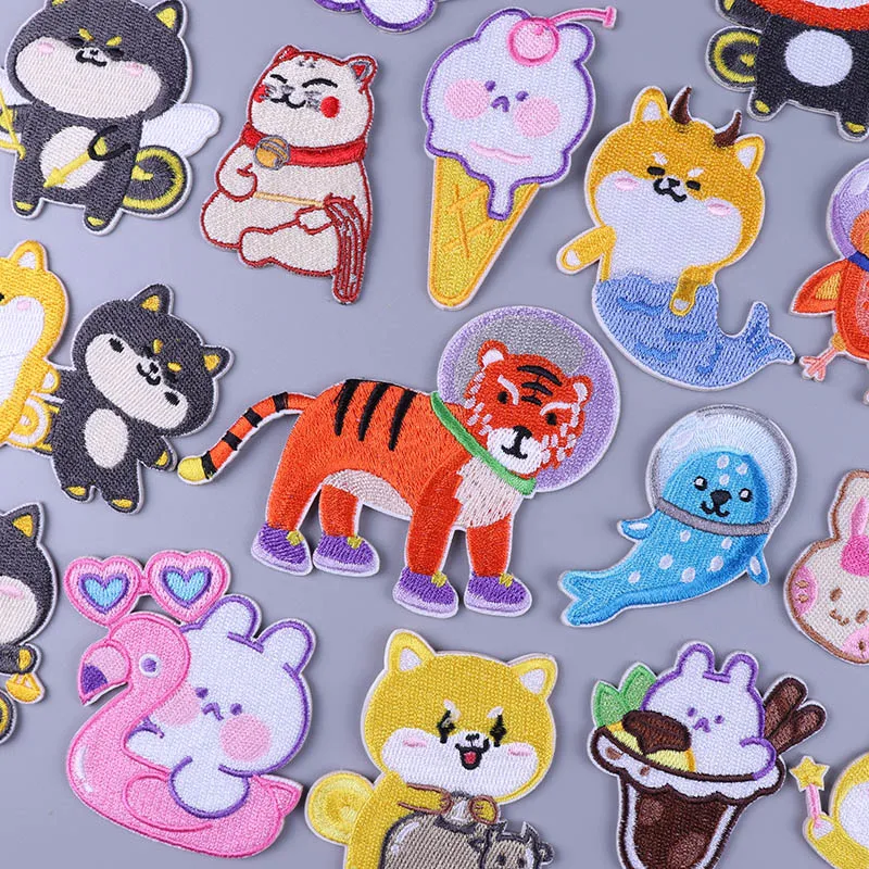 

Cartoon Animal Astronaut Stickers Embroidered Patches For Clothing Rabbit Self-adhesive Patches On Clothes Badges Accessories
