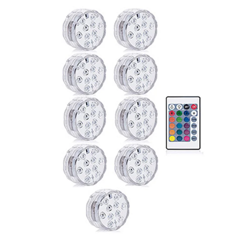 9 lamp 1controller 10 шт. в упаковке, погружной светильник, лампа с дистанционным управлением, RGB, на батарейках, подводный ночник, напольная ваза, садовые, вечерние, Декор - Цвет: 9 lamp 1controller